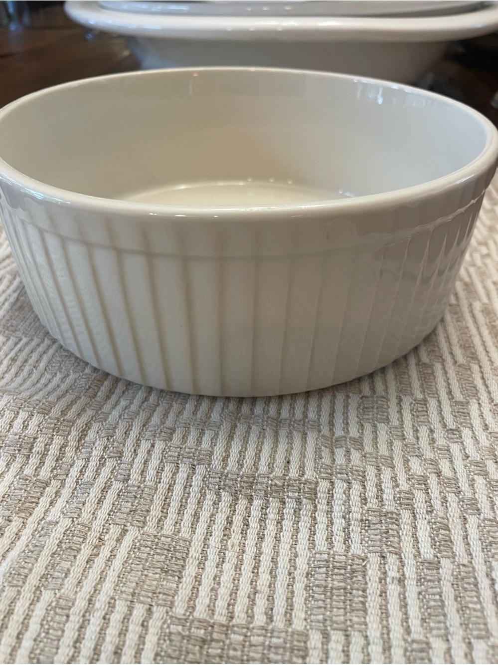 Vintage Hall Cream Ceramic Ribbed Serving Bowl - Home Dining